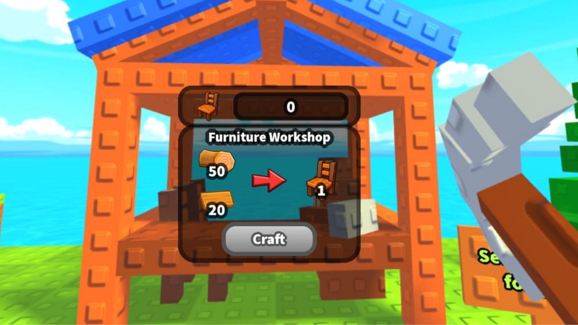 The Furniture Workshop in Build an Island (Image via Roblox)